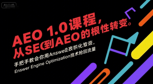 AEO 1.0 课程，从SEO到AE0的基命性转变，手把手教会你用AnswerEngineOptimization技术抢回流量(更新)-龙大资源