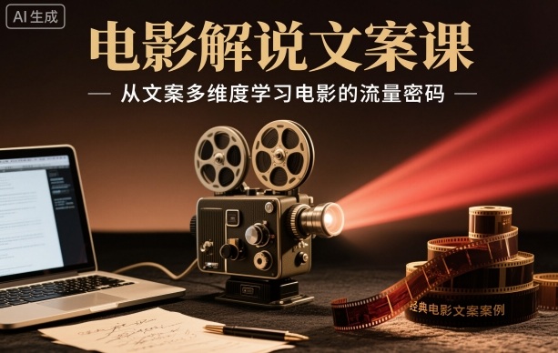 电影解说文案课，从文案多维度学习电影的流量密码-龙大资源