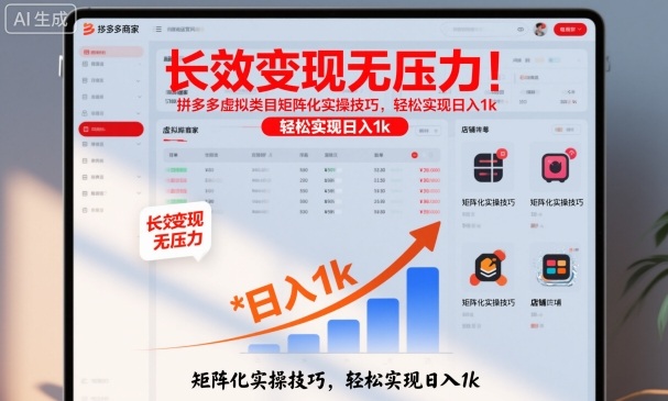 长效变现无压力!拼多多虚拟类目矩阵化实操技巧,轻松实现日入1k【揭秘】-龙大资源