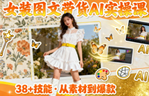 女装图文带货的AI实操课，覆盖38个实用技能，快速提升素材制作效率-龙大资源