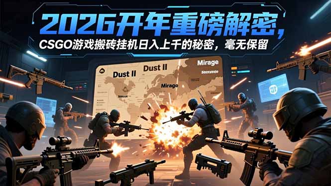 2026开年重磅解密，CSGO游戏搬砖挂机日入上千的秘密，毫无保留-龙大资源