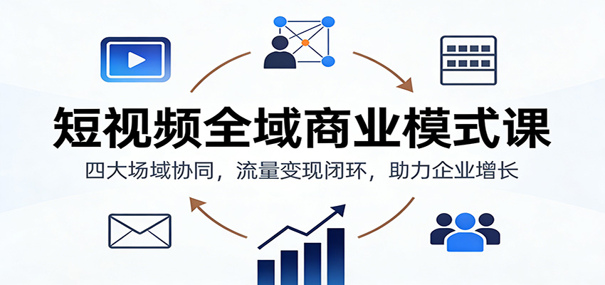 短视频全域商业模式课：四大场域协同，流量变现闭环，助力企业增长-龙大资源