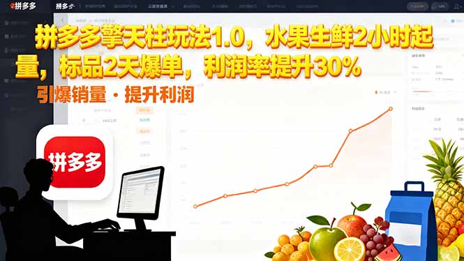 拼多多 擎天柱玩法1.0，水果生鲜2小时起量，标品2天爆单，利润率提升30%-龙大资源