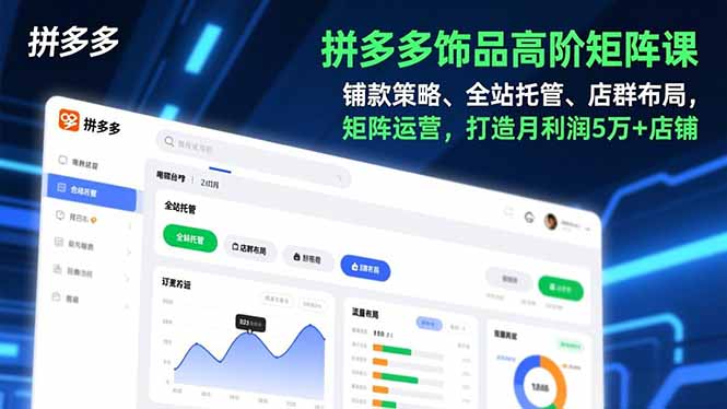 拼多多饰品高阶矩阵课，铺款策略、全站托管、店群布局，矩阵运营，打造月利润5万+店铺-龙大资源