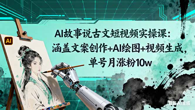 AI故事说古文短视频实操课：涵盖文案创作+AI绘图+视频生成，单号月涨粉10w-龙大资源