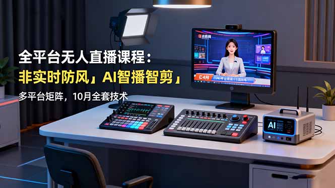 全平台无人直播课程：非实时防风＋AI智播智剪＋多平台矩阵，10月全套技术-龙大资源