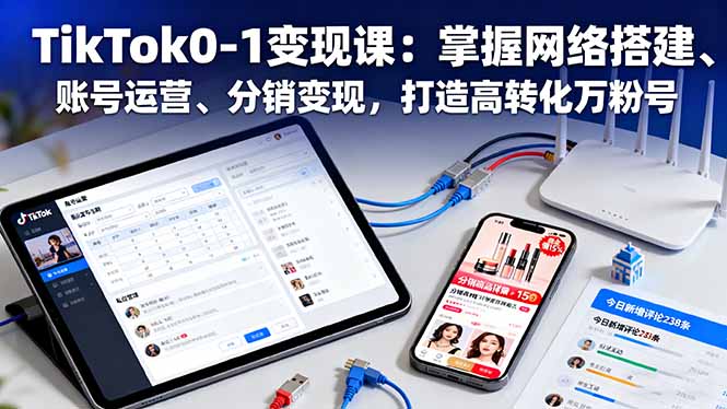 TikTok0-1变现课：掌握网络搭建、账号运营、分销变现，打造高转化万粉号-龙大资源
