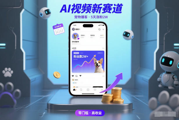 AI视频新赛道,宠物播客仅注册5天涨粉2W,收益非常可观-龙大资源