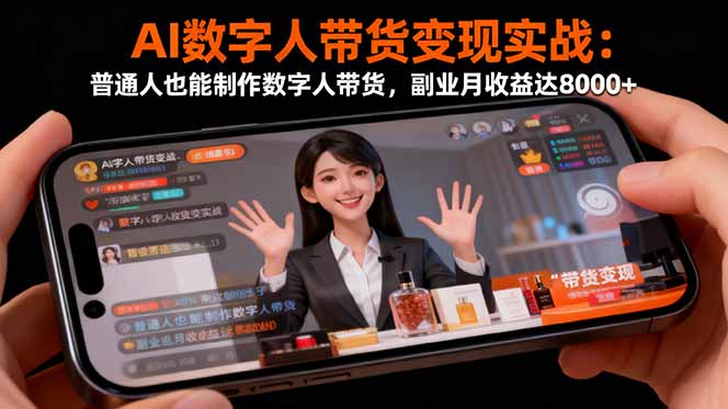 AI数字人带货变现实战：普通人也能制作数字人带货，副业月收益达8000+-龙大资源