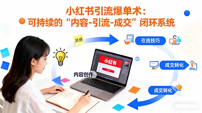 小红书引流爆单术：构建一套低成本 可持续的“内容-引流-成交”闭环系统-龙大资源