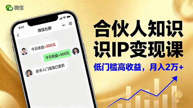 合伙人知识IP变现课，微信生态,内容创作与爆款打造,全网引流，新手月入2w+-龙大资源