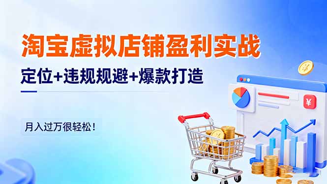 淘宝虚拟店铺盈利实战：定位+违规规避+爆款打造，月入过万很轻松！-龙大资源