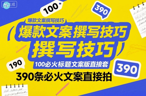 爆款文案撰写技巧,100个必火标题文案模版直接套,390条必火文案直接拍-龙大资源