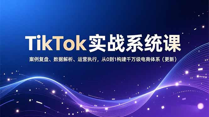 TikTok实战系统课，案例复盘、数据解析、运营执行，从0到1构建千万级电商体系(更新-龙大资源