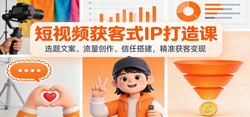 短视频获客式IP打造课：选题文案、流量创作、信任搭建，精准获客变现-龙大资源
