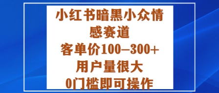 小红书暗黑小众情感赛道，客单价100-300+用户量很大，0门槛即可操作-龙大资源