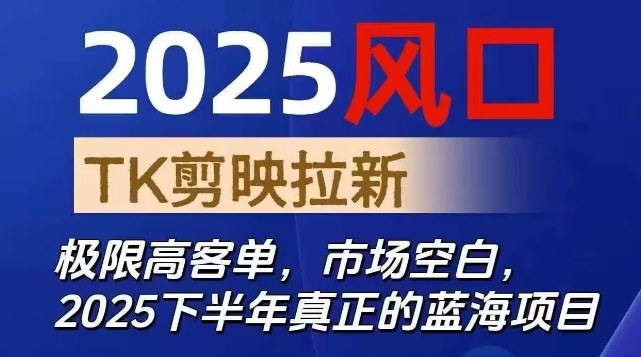 2025风口TK剪映capcut拉新项目，极限高客单，市场空白，2025下半年真正的蓝海项目-龙大资源