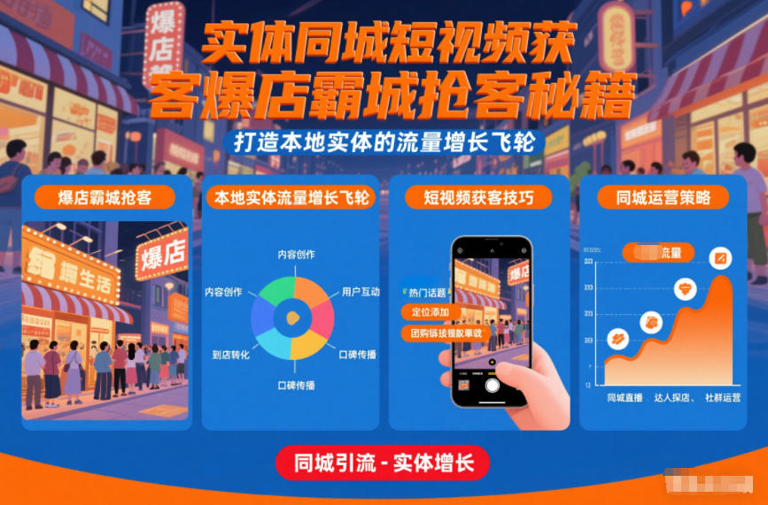 实体同城短视频获客爆店霸城抢客秘籍，打造本地实体的流量增长飞轮-龙大资源