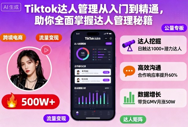 Tiktok达人管理从入门到精通，助你全面掌握达人管理秘籍-龙大资源