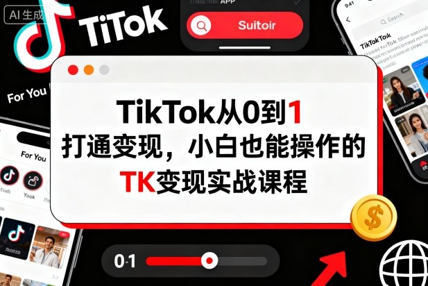 TikTok从0到1打通变现，小白也能操作的TK变现实战课程-龙大资源
