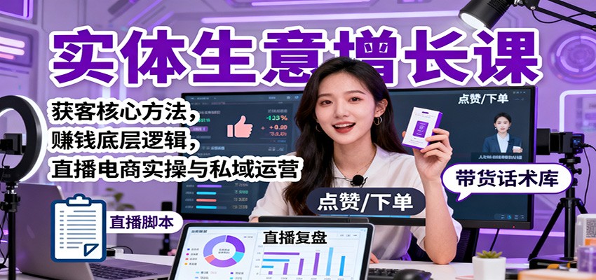 实体生意增长课：获客核心方法，赚钱底层逻辑，直播电商实操与私域运营-龙大资源