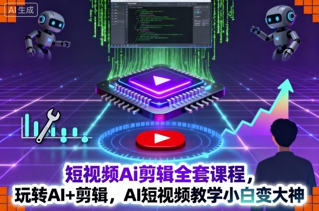 短视频Ai剪辑全套课程，玩转AI+剪辑，AI短视频教学小白变大神-龙大资源