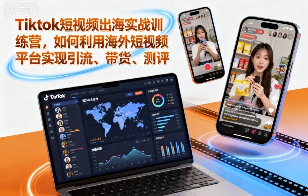 Tiktok短视频出海实战训练营，如何利用海外短视频平台实现引流、带货、测评-龙大资源