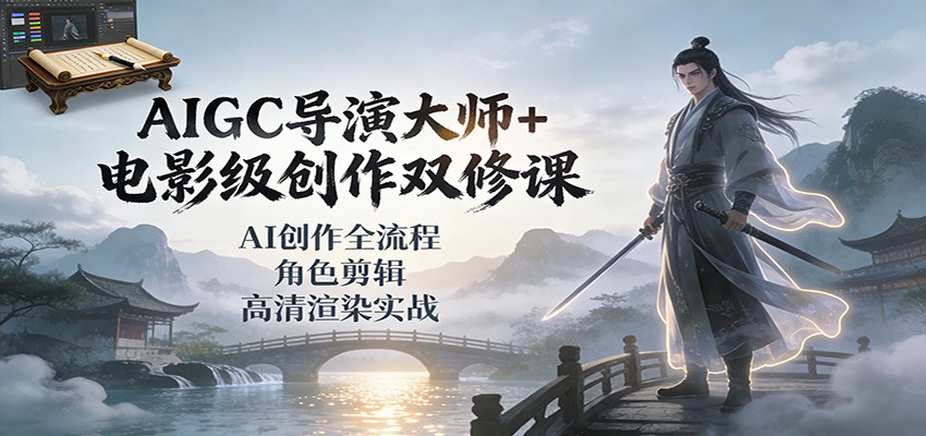 AIGC导演大师+电影级创作双修课：AI创作全流程、角色剪辑、高清渲染实战-龙大资源