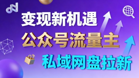 公众号流量主+私域网盘拉新，多方式变现，简单易上手，当天就有收益-龙大资源