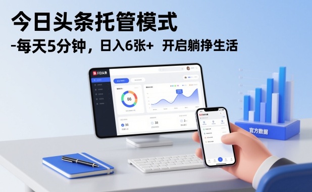 今日头条托管模式，每天5分钟，日入6张+，开启躺挣生活【揭秘】-龙大资源