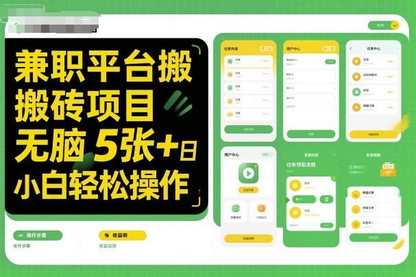 兼职平台搬砖项目无脑操作日入5张＋小白轻松操作-龙大资源