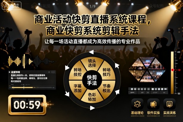 商业活动快剪直播系统课程，商业快剪系统剪辑手法-龙大资源