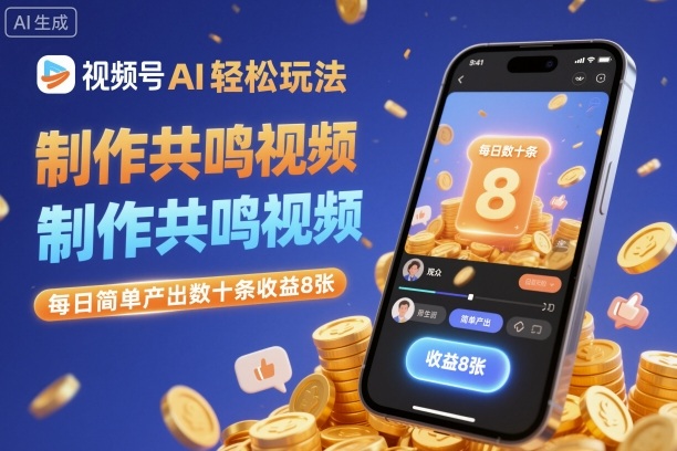 视频号AI轻松玩法，制作共鸣视频，每日简单产出数十条收益8张-龙大资源