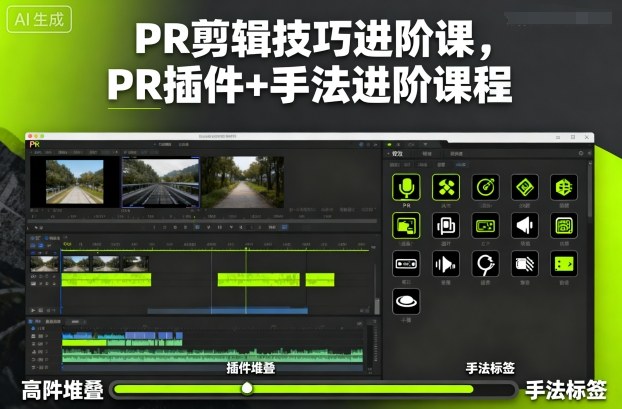 PR剪辑技巧进阶课，PR插件+手法进阶课程-龙大资源