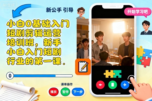 小白0基础入门短剧剪辑运营培训班，新手小白入门短剧行业的第一课-龙大资源