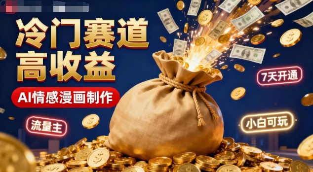 公众号冷门赛道，用AI做情感漫画，7天开通流量主，操作简单，小白可玩-龙大资源