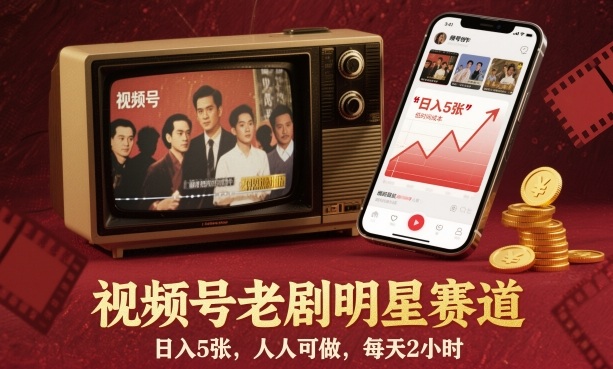 视频号老剧明星赛道,日入5张,人人可做,每天2小时-龙大资源