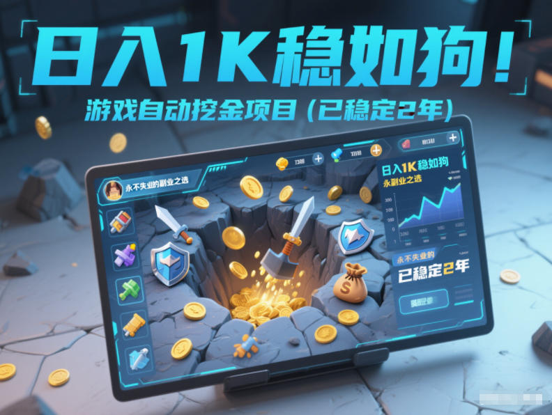 日入1K稳如狗！游戏自动挖金项目(已稳定2年)，永不失业的副业之选【揭秘】-龙大资源