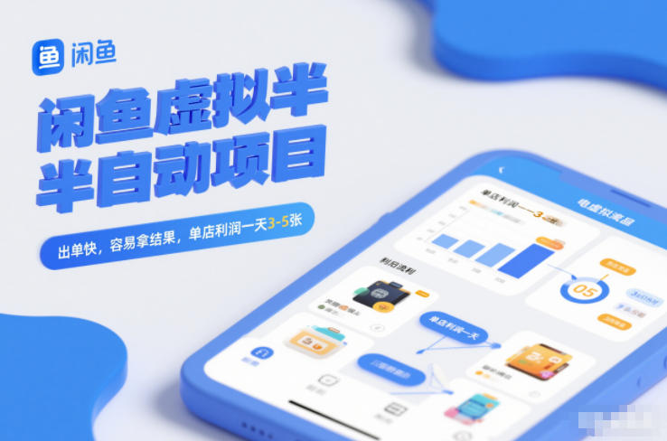 闲鱼虚拟半自动项目，出单快，容易拿结果，单店利润一天3-5张-龙大资源