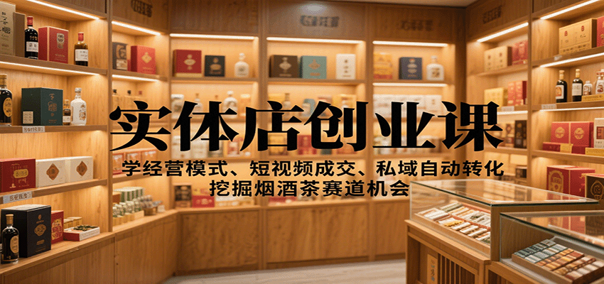 实体店创业课:学经营模式、短视频成交、私域自动转化,挖掘烟酒茶赛道机会-龙大资源