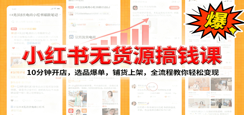 小红书无货源爆单课：10分钟开店，选品爆单，铺货上架，全流程教你轻松变现-龙大资源