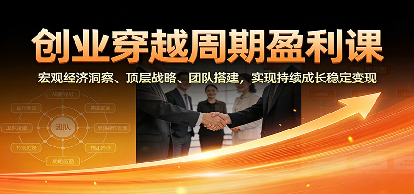 创业穿越周期盈利课：宏观经济洞察、顶层战略、团队搭建，实现持续成长稳定变现-龙大资源