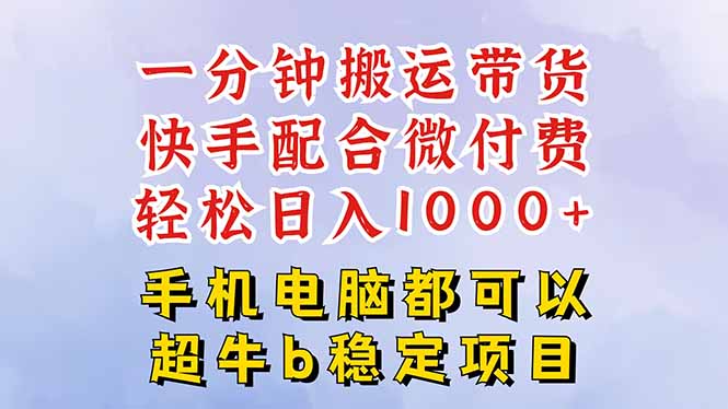快手黑科技一分钟搬运带货,一刀不剪过原创,微付费投流玩法,轻松日入...-龙大资源