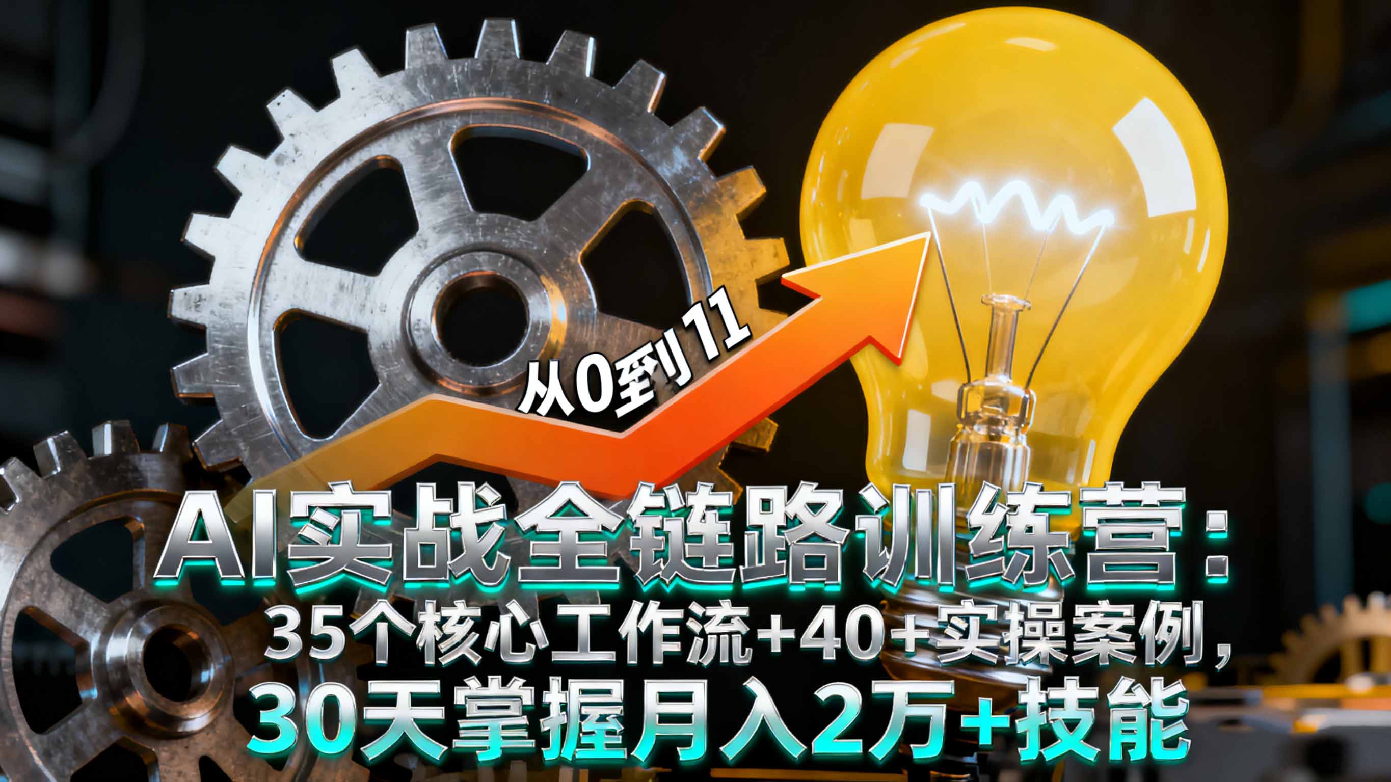 AI实战全链路训练营：35个核心工作流+40+实操案例，30天掌握月入2万+技能-龙大资源