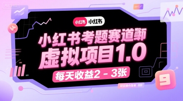 小红书考题赛道虚拟项目1.0，项目操作简单，每天收益2-3张-龙大资源