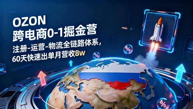 OZON跨境电商0-1掘金营：注册-运营-物流全链路体系，60天快速出单月营收8w-龙大资源