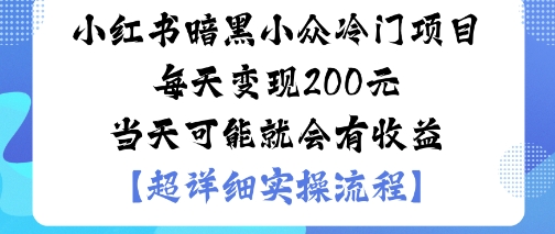 小红书暗黑小众冷门项目每天变现2张当天可能就会有收益-龙大资源