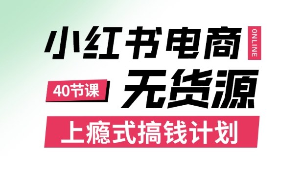 小红书无货源电商课程，上瘾式搞钱计划，不论月薪3k还是3W都应该学的賺钱技巧-龙大资源