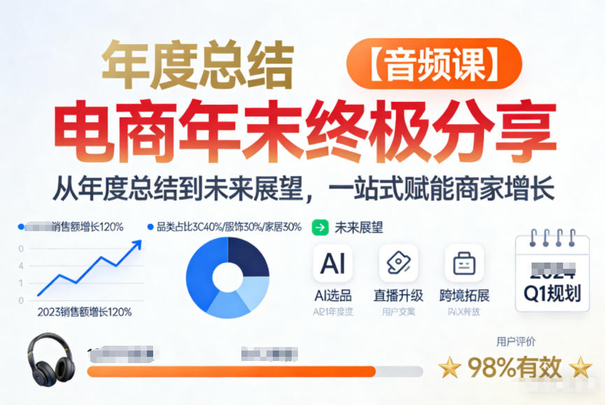 电商年未终极分享，从年度总结到未来展望，一站式赋能商家增长【音频课】-龙大资源