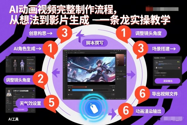 AI动画视频完整制作流程，从想法到影片生成一条龙实操教学-龙大资源